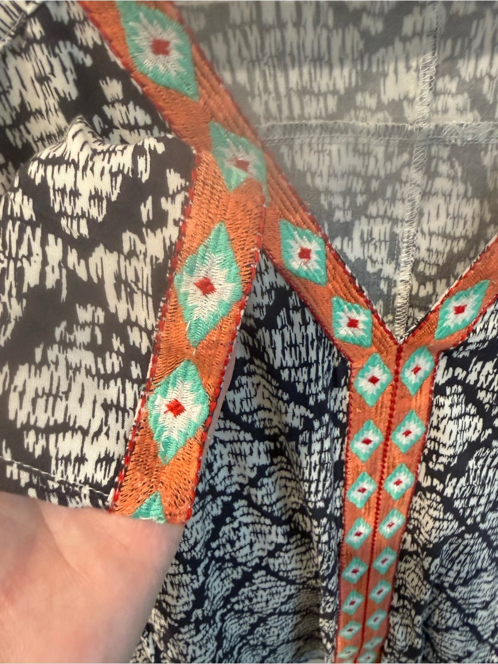 THML Black & White Printed Tunic with Coral & Turquoise Trim - Picture 6 of 6